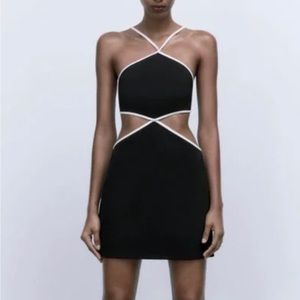 Zara black and white cutout dress